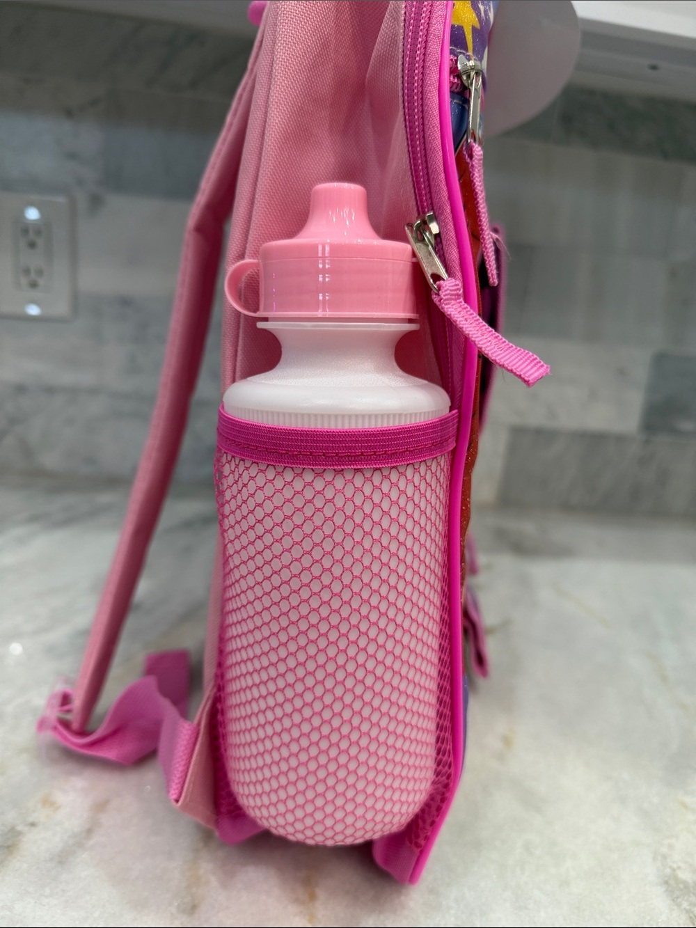 Disney Pink Princess Backpack Water Bottle Keychain and Lunch Bag - Picture 6 of 12